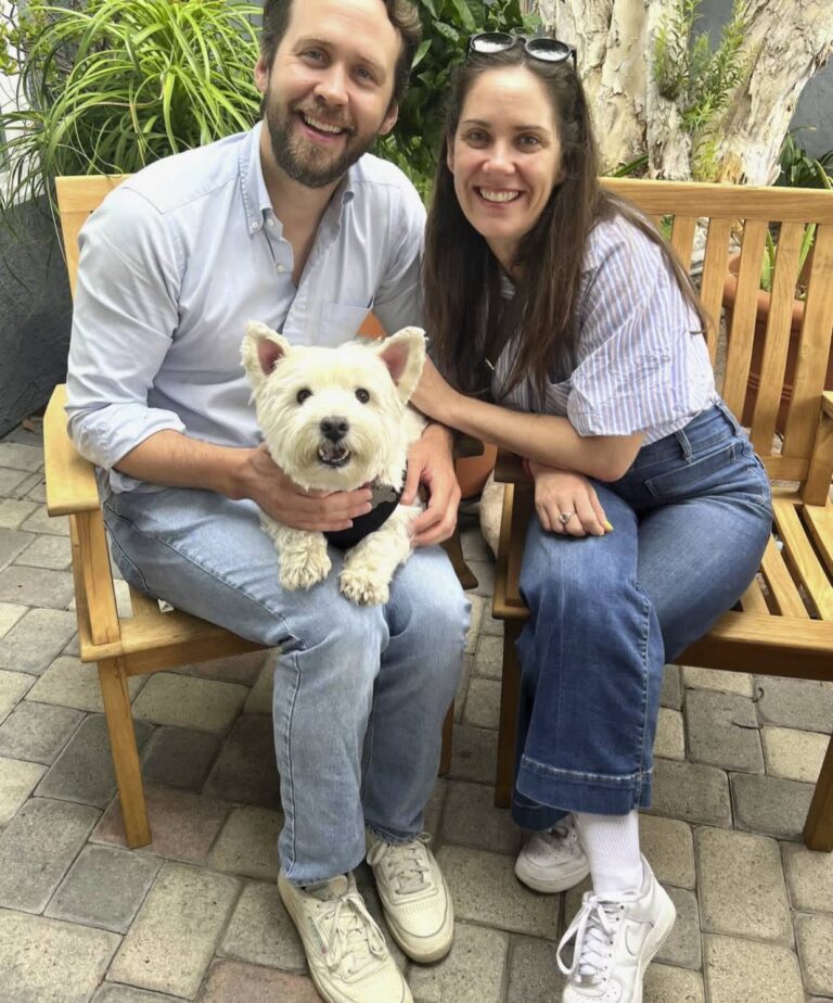 The Renner Family at home with their West Highland White Terrier
