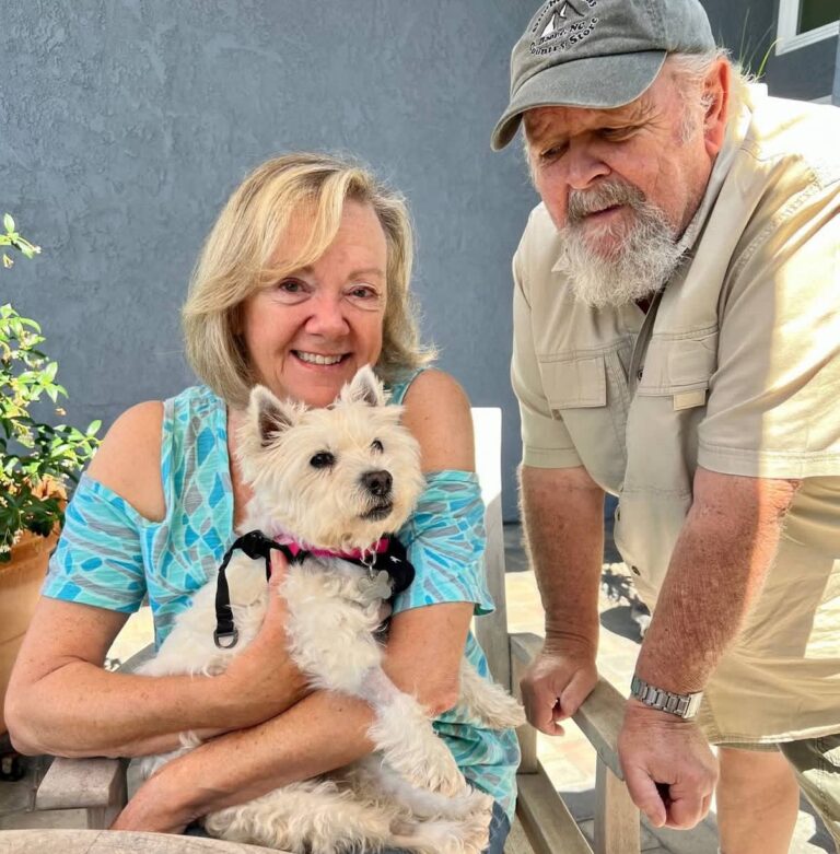 Sandra & Ray Whitfield at home with their West Highland White Terrier