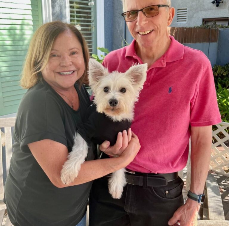 The Harmon Family at home with their West Highland White Terrier