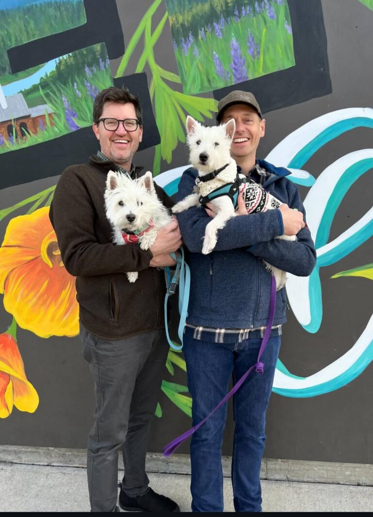 Dan & Kerry Ostrander at home with their West Highland White Terrier